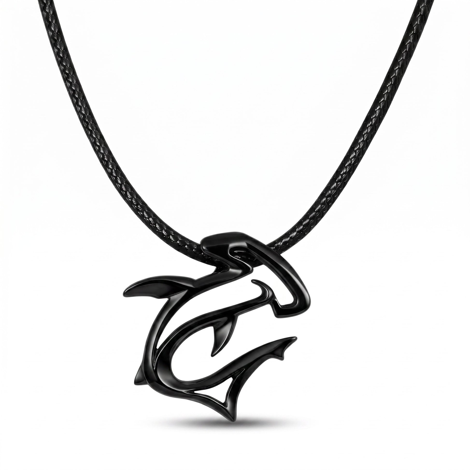 Hammerhead Shark Pendant Necklace – "The Hammer" - Jet Black Finish - Big Blue