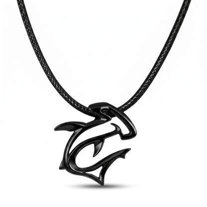 Hammerhead Shark Pendant Necklace – "The Hammer" - Jet Black Finish - Big Blue