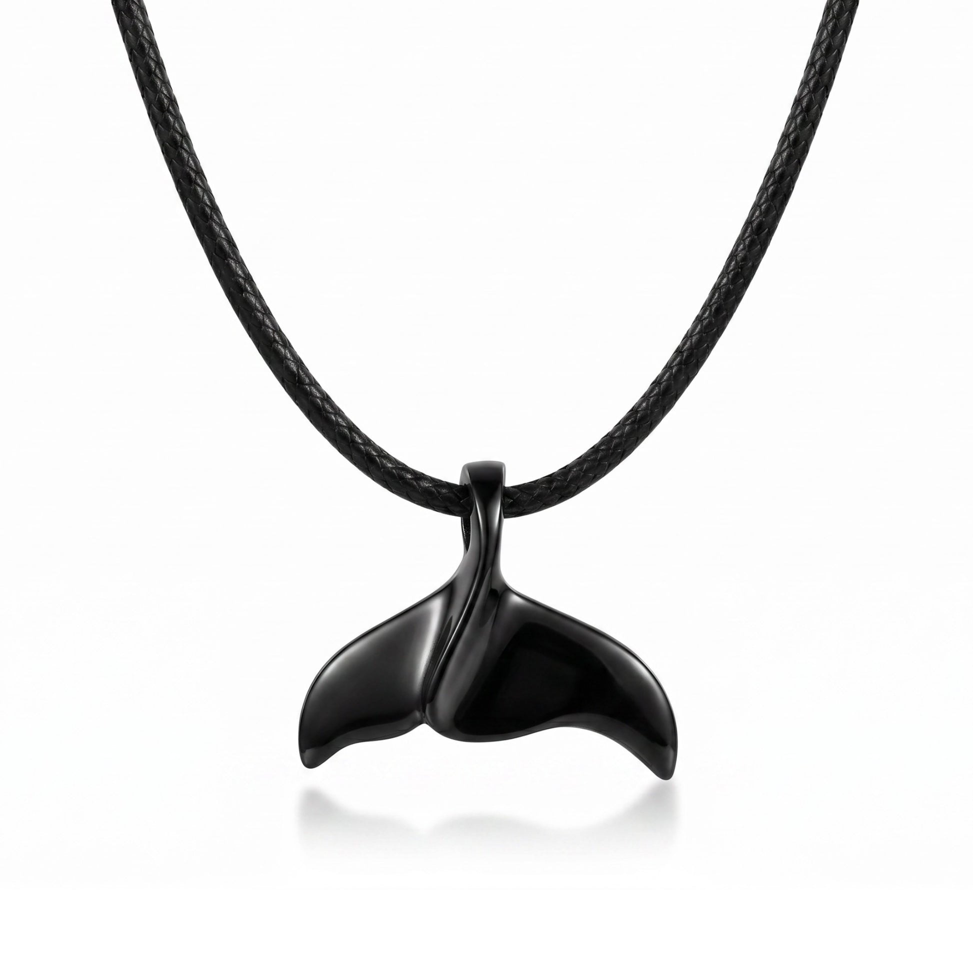 Whale Tail Fluke Necklace – Sealife Collection - Jet Black Finish - Big Blue