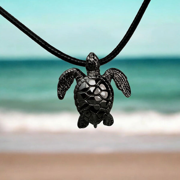 Black turtle necklace deals