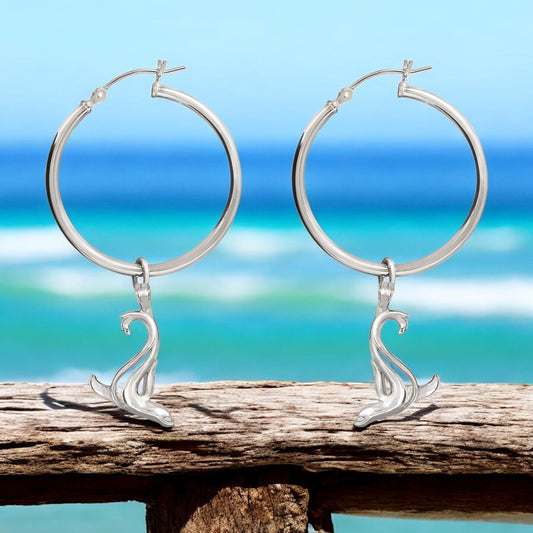 Sea Lion Hoop Earrings Sterling Silver- Sea Lion Drop Earrings for Girls, Sea Lion Dangle Earrings Sterling Silver, Beachy Earrings
