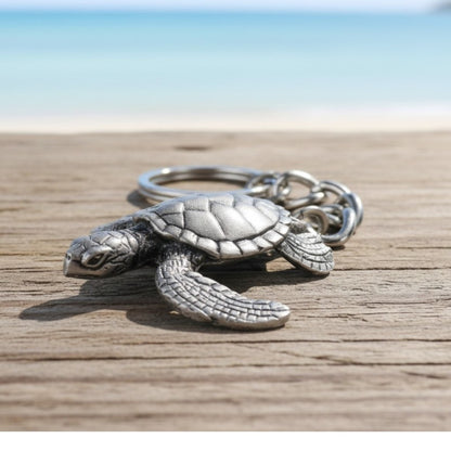 Sea Turtle Keychain – Sea Life Collection – Pewter - Big Blue