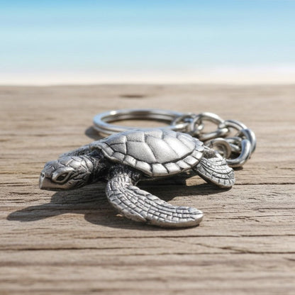 Sea Turtle Keychain – Sea Life Collection – Pewter - Big Blue