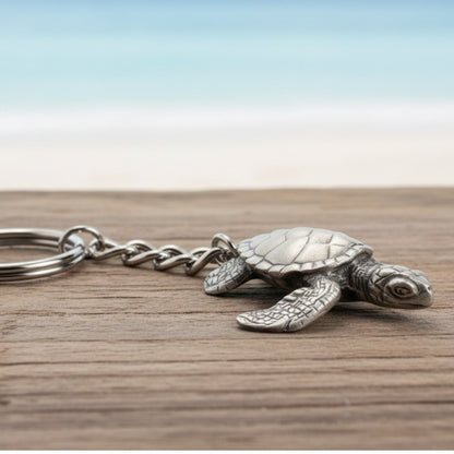 Sea Turtle Keychain – Sea Life Collection – Pewter - Big Blue