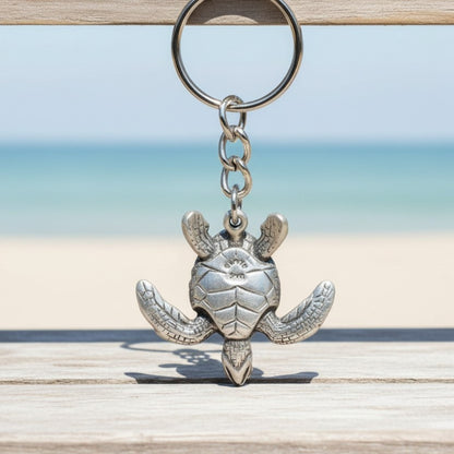 Sea Turtle Keychain – Sea Life Collection – Pewter - Big Blue