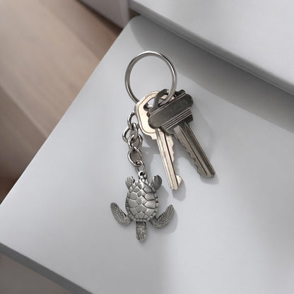 Turtle Keychain for Men and Women- Sea Turtle Key Fob, Gift for Turtle Lovers, Cute Turtle Keyring, Sea Life Key Chain, Scuba Gifts - Big Blue