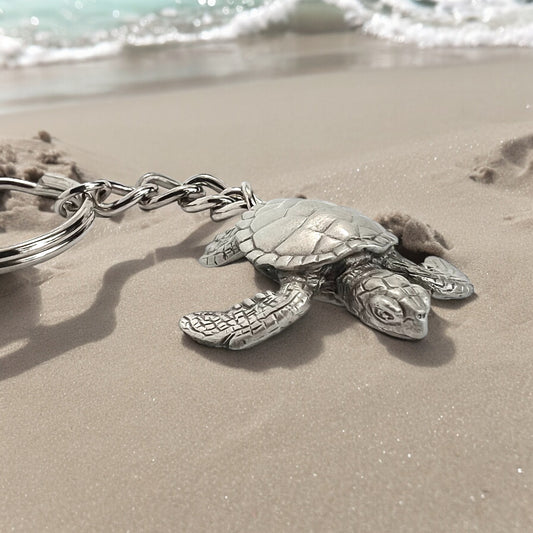 Sea Turtle Keychain – Sea Life Collection – Pewter