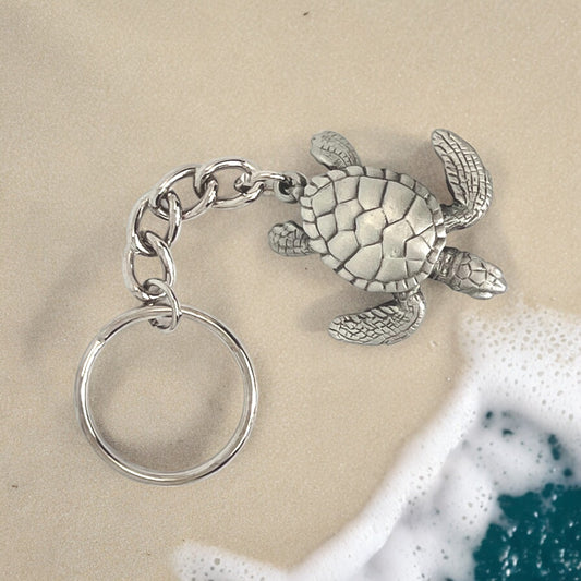 Turtle Keychain for Men and Women- Sea Turtle Key Fob, Gift for Turtle Lovers, Cute Turtle Keyring, Sea Life Key Chain, Scuba Gifts - Big Blue