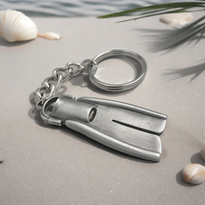 Dive Fin Keychain for Men and Women- Scuba Keychain, Dive Flipper Key Ring, Gifts for Scuba Divers, Scuba Diving Key Fob, Dive Fin Lanyard - Big Blue