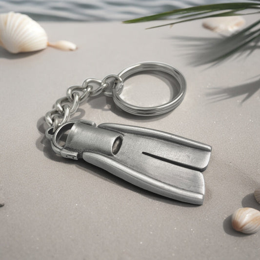 Dive Fin Keychain for Men and Women- Scuba Keychain, Dive Flipper Key Ring, Gifts for Scuba Divers, Scuba Diving Key Fob, Dive Fin Lanyard - Big Blue