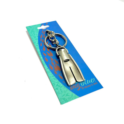 Dive Fin Keychain for Men and Women- Scuba Keychain, Dive Flipper Key Ring, Gifts for Scuba Divers, Scuba Diving Key Fob, Dive Fin Lanyard - Big Blue