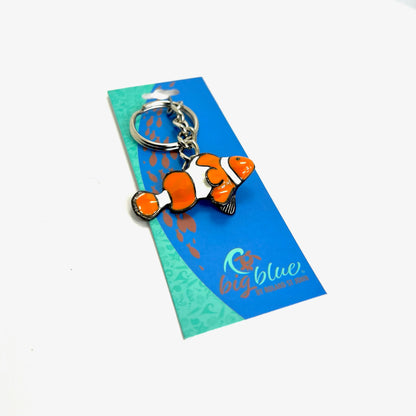 Clown Fish Keychain for Women and Teens-Key Chain Gift for Women, Clown Fish Key Ring, Clown Fish Charm, Gifts for Ocean Lovers, Pewter Keychains - Big Blue