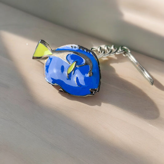 Blue Tang Keychain for Women and Teens-Key Chain Gifts, Blue Tang Key Ring, Blue Tang Charm, Gift for Ocean Lover, Pewter Keychain - Big Blue