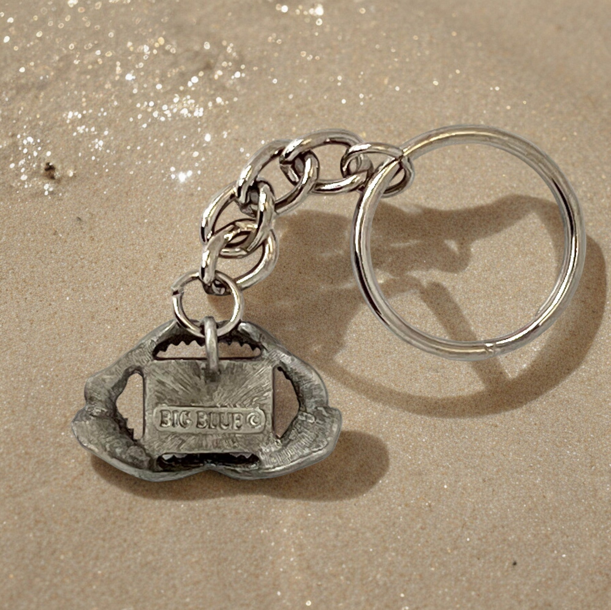 Shark Jaw Keychain with Dive Flag – Diver's Collection – Pewter