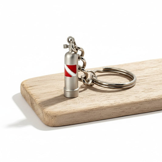 Scuba Tank Keychain with Dive Flag – Diver’s Collection – Pewter - Big Blue