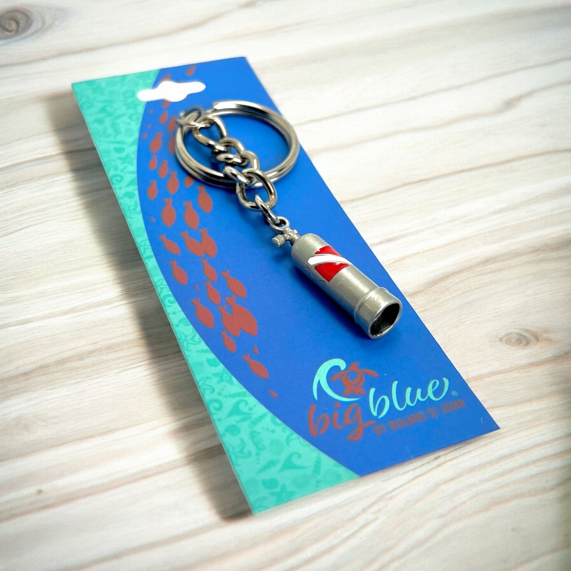 Scuba Tank Keychain with Dive Flag – Diver’s Collection – Pewter - Big Blue
