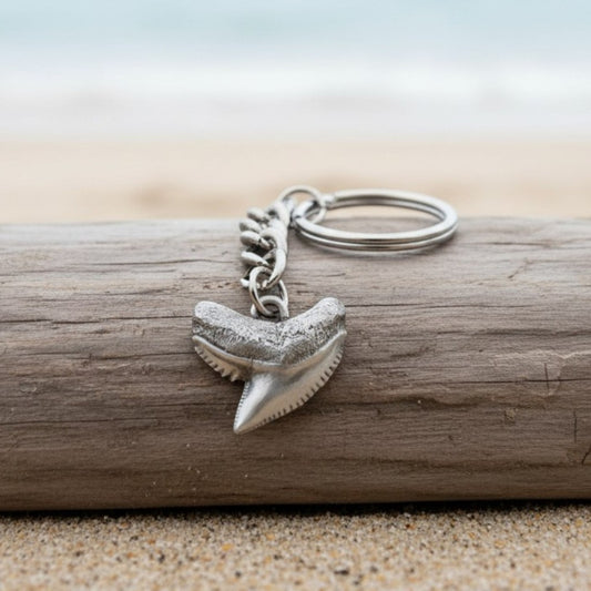 Emma” Tiger Shark Tooth Keychain - Sea Life Collection - Pewter