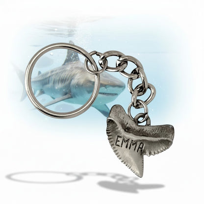 Emma” Tiger Shark Tooth Keychain - Sea Life Collection - Pewter