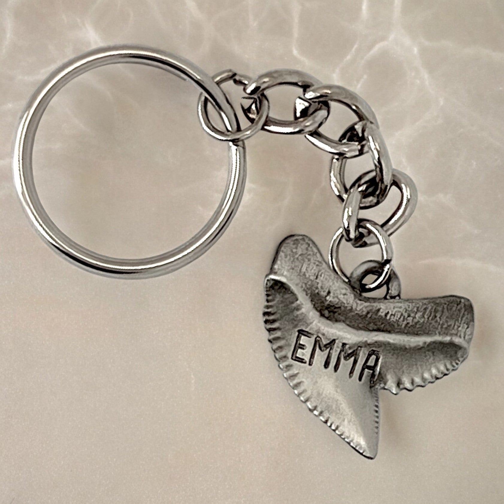 Shark Tooth Keychain, Shark Tooth Key Ring, Tiger Shark Tooth Keychain ...