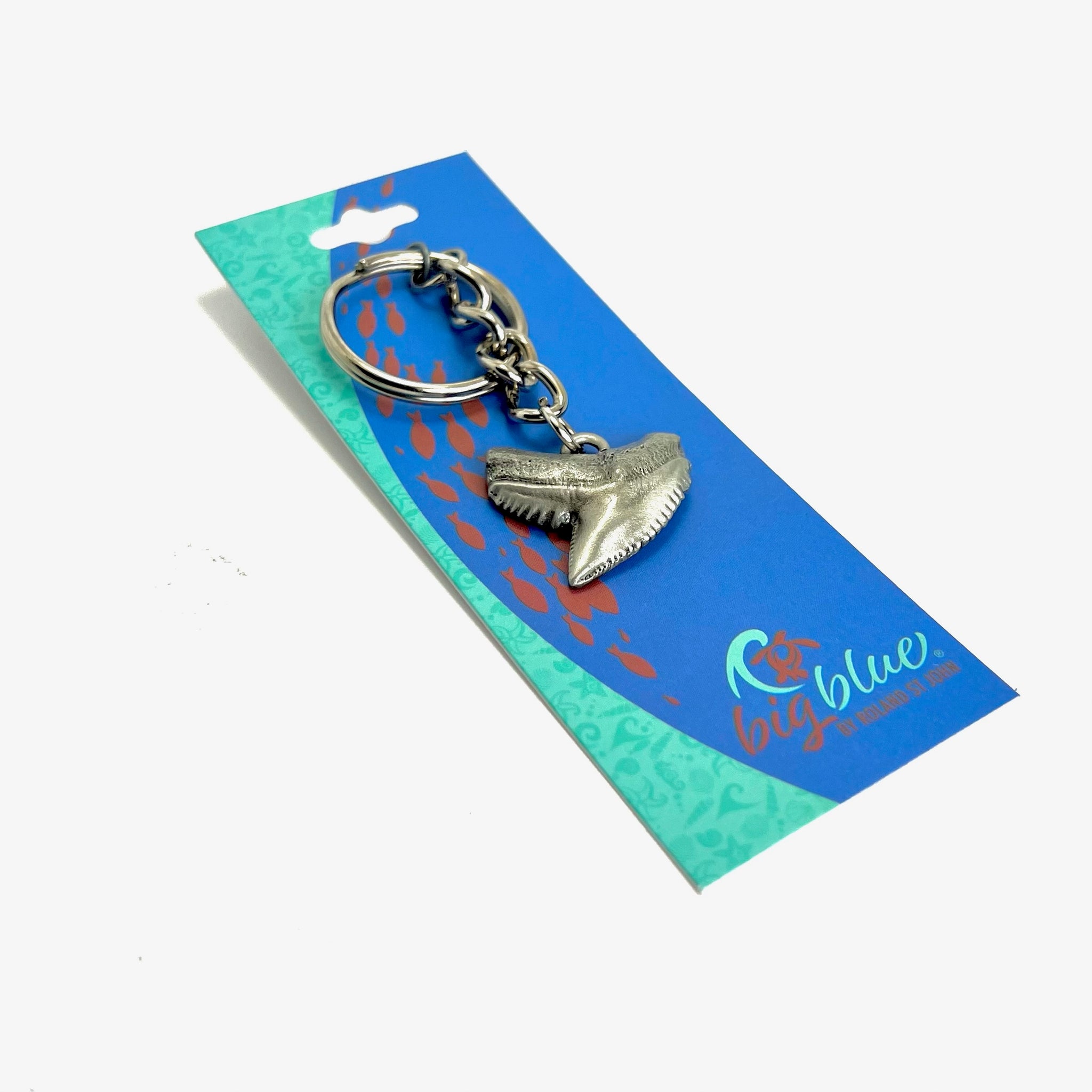 Shark Tooth Keychain, Shark Tooth Key Ring, Tiger Shark Tooth Keychain ...