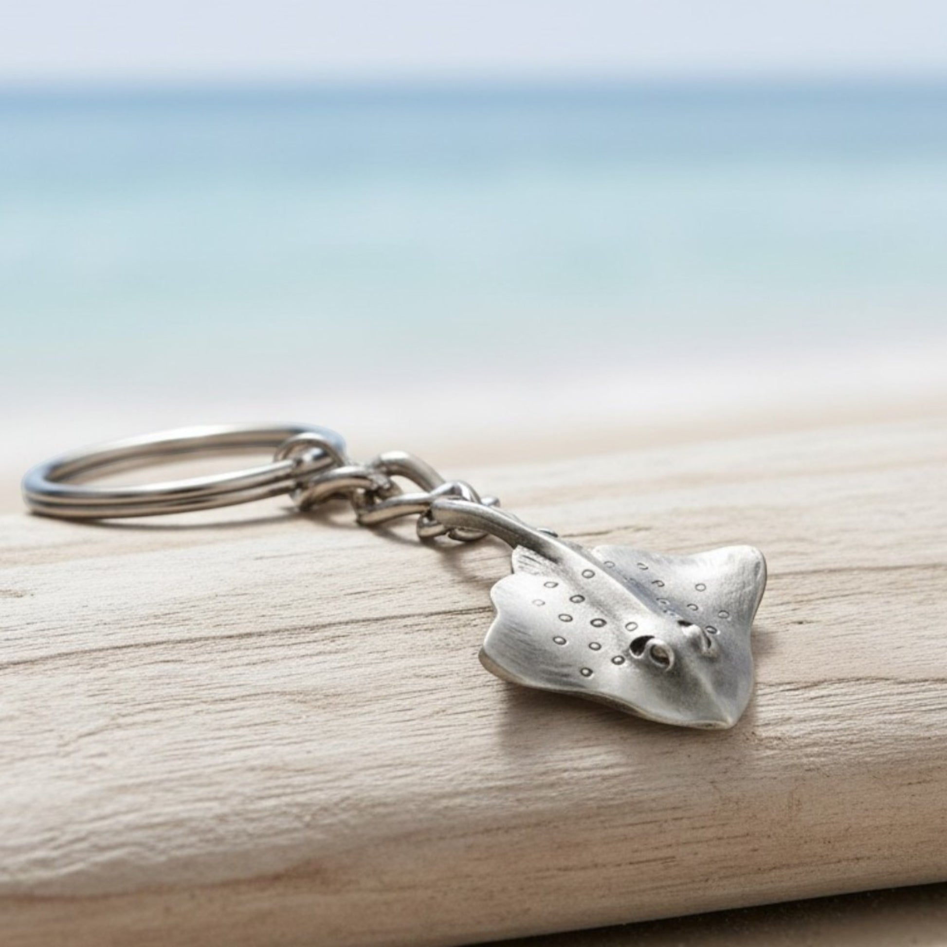 Stingray Keychain – Sea Life Collection – Pewter - Big Blue