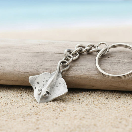Stingray Keychain – Sea Life Collection – Pewter - Big Blue