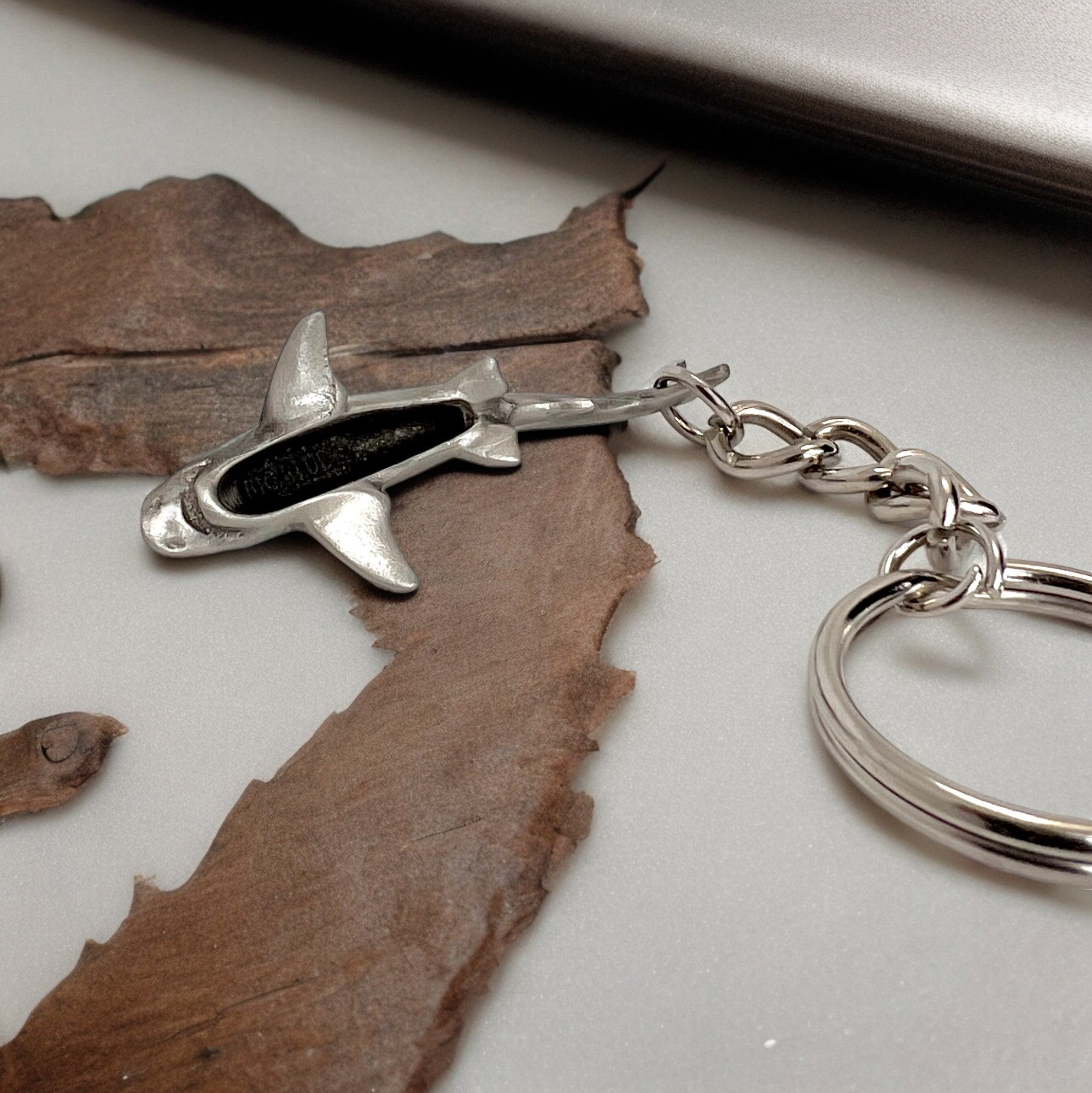 Reef Shark Keychain for Men and Women Grey Reef Shark Keychain Charm Big Blue by Roland St John