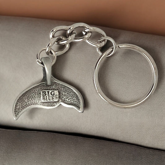 Whale Tail Keychain for Men and Women- Whale Tail Keychain Charm, Gift for Whale Watcher, Whale Fluke Keyring, Whale Tail Key Fob, Sea Life Keychain - Big Blue