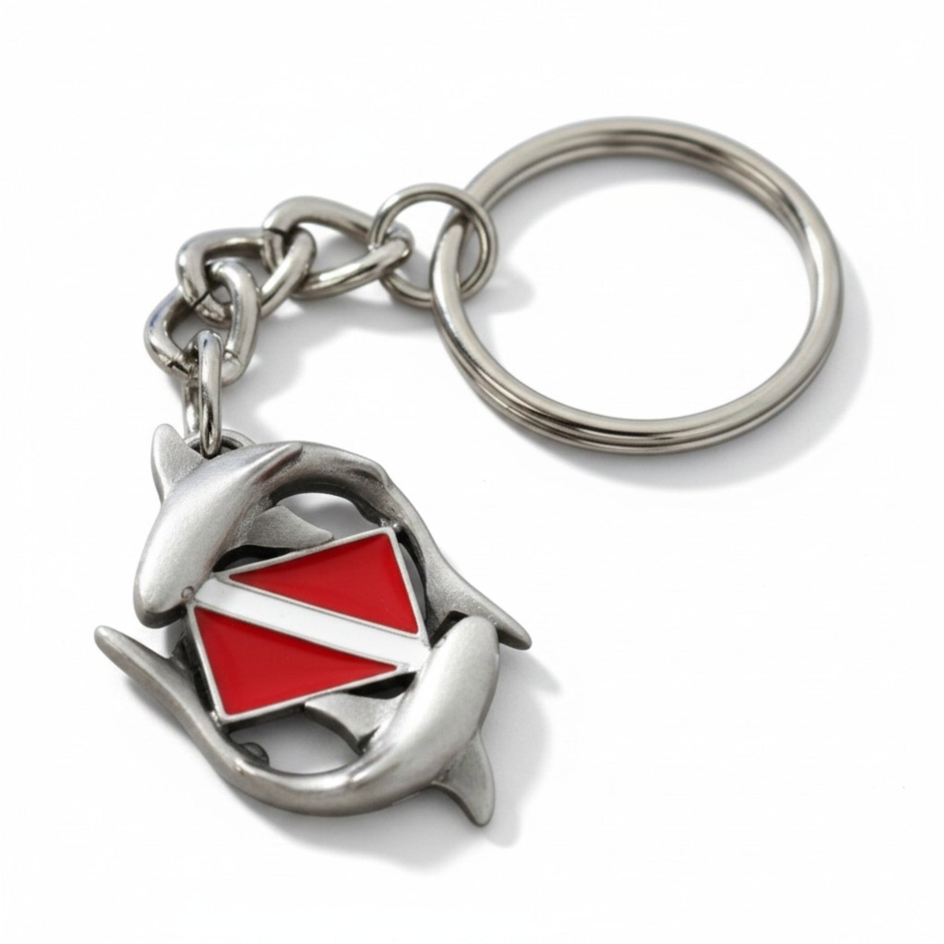 Reef Sharks Circling Dive Flag Keychain – Diver´s Collection – Pewter - Big Blue