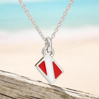 Mini Dive Flag Necklace – Diver’s Collection - Sterling Silver - Big Blue