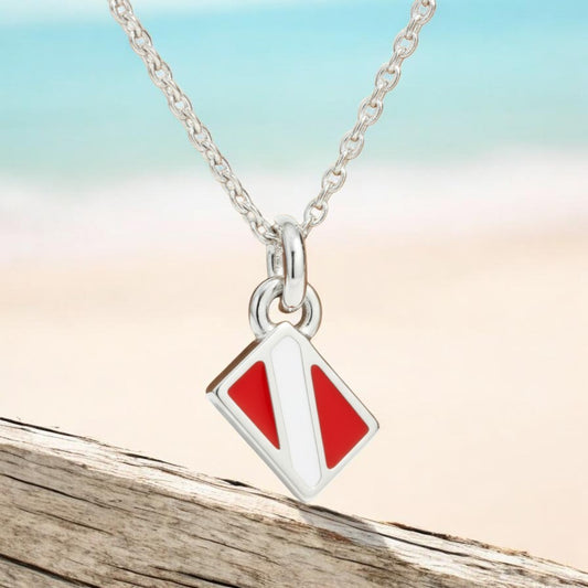 Mini Dive Flag Necklace – Diver’s Collection - Sterling Silver - Big Blue