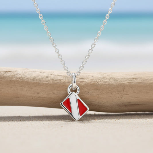 Mini Dive Flag Necklace – Diver’s Collection - Sterling Silver - Big Blue