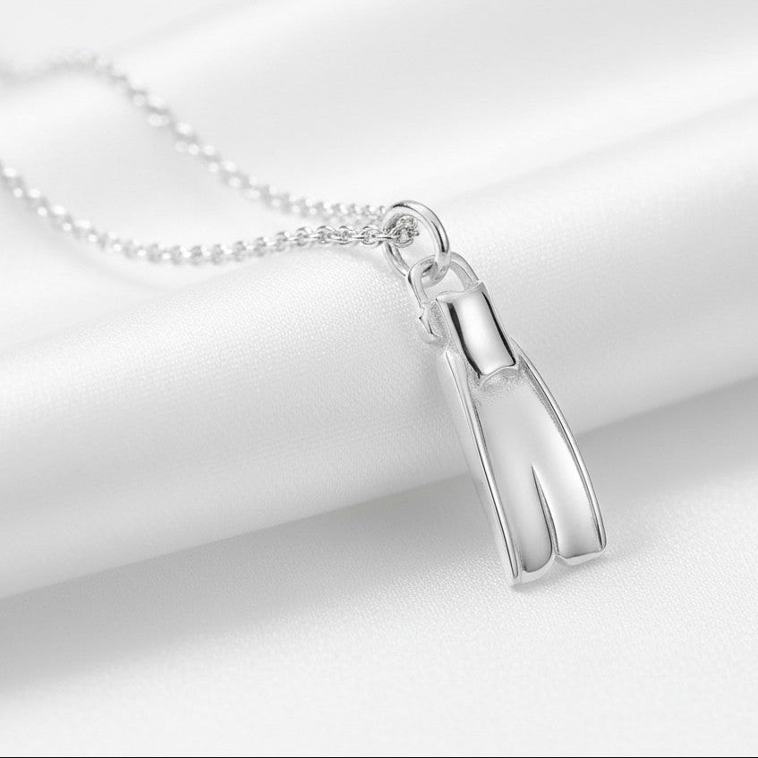 Dive Fin Necklace – Diver’s Collection – Sterling Silver - Big Blue