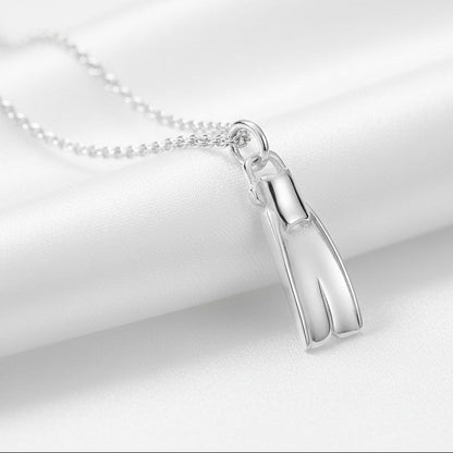 Dive Fin Necklace – Diver’s Collection – Sterling Silver - Big Blue