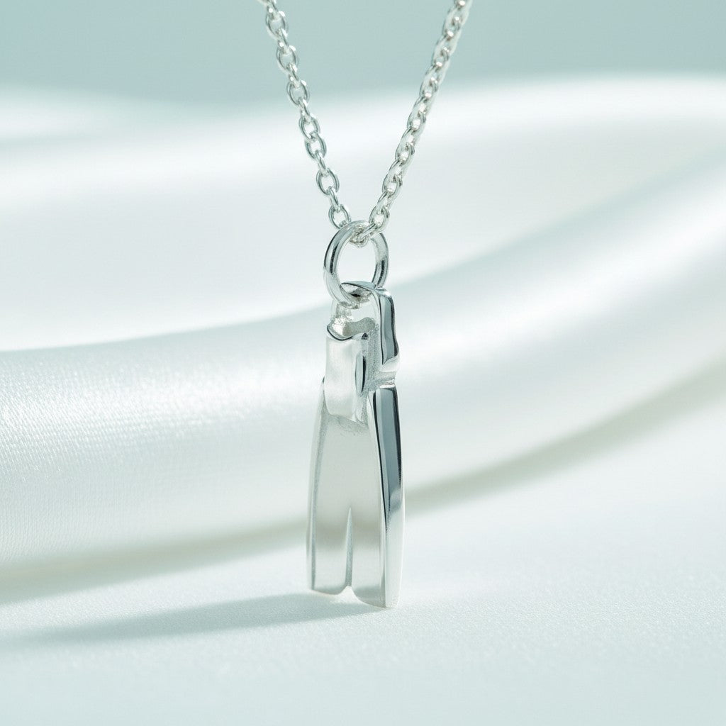 Dive Fin Necklace – Diver’s Collection – Sterling Silver - Big Blue