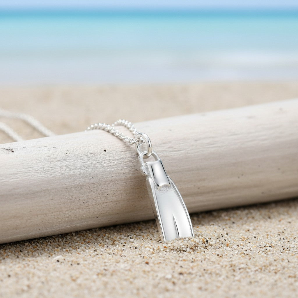 Dive Fin Necklace – Diver’s Collection – Sterling Silver - Big Blue