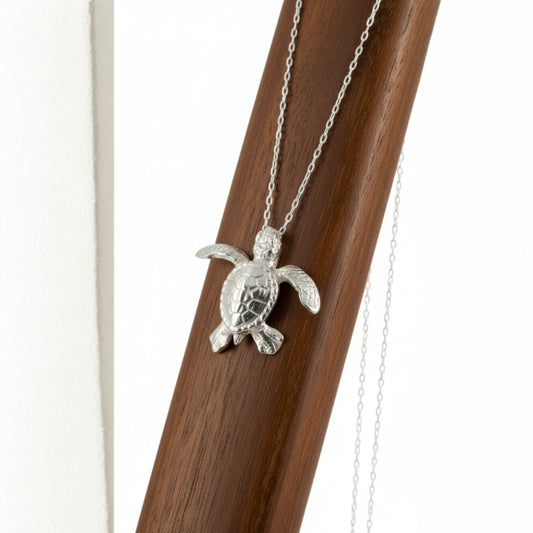 Baby Turtle Hatchling Necklace - Mini Sterling Collection - Sterling Silver - Big Blue