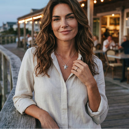 Baby Turtle Hatchling Necklace - Mini Sterling Collection - Sterling Silver - Big Blue