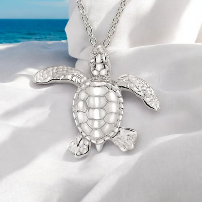 Turtle Necklace Sterling Silver- Miniature Turtle Pendant, Sea Turtle Gifts, Sterling Silver Turtle Charm Necklace, Gifts for Turtle Lovers - Big Blue