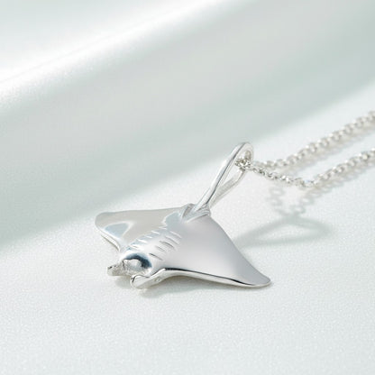 Manta Ray Necklace – Mini Sterling Collection – Sterling Silver - Big Blue