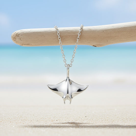 Manta Ray Necklace – Mini Sterling Collection – Sterling Silver - Big Blue