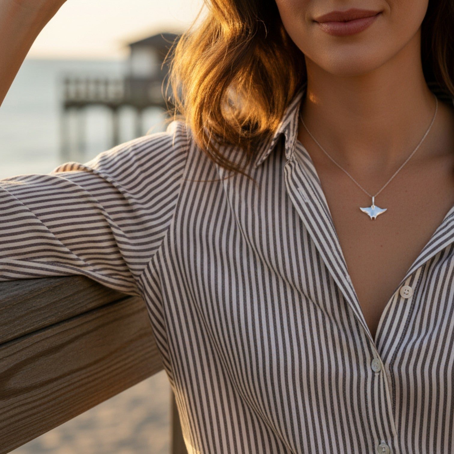 Manta Ray Necklace – Mini Sterling Collection – Sterling Silver - Big Blue