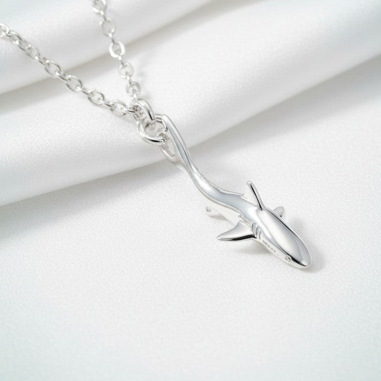 Reef Shark Necklace - Mini Sterling Collection - Sterling Silver - Big Blue
