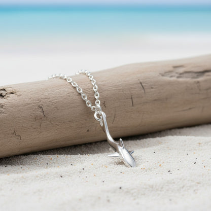 Reef Shark Necklace - Mini Sterling Collection - Sterling Silver - Big Blue