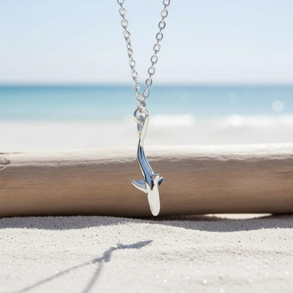 Reef Shark Necklace - Mini Sterling Collection - Sterling Silver - Big Blue