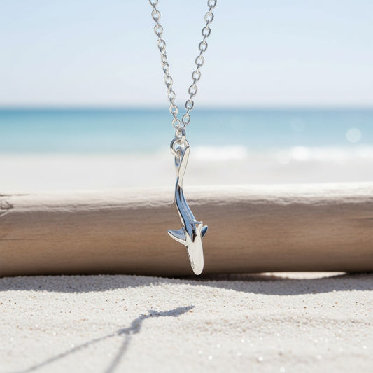 Reef Shark Necklace - Mini Sterling Collection - Sterling Silver - Big Blue