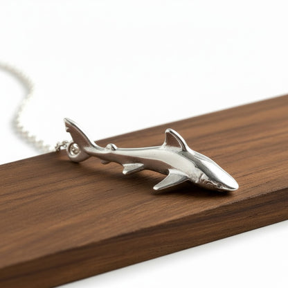 Reef Shark Necklace - Mini Sterling Collection - Sterling Silver - Big Blue