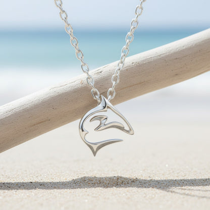"Frenzy" Shark Necklace – Mini Sterling Collection - Sterling Silver - Big Blue