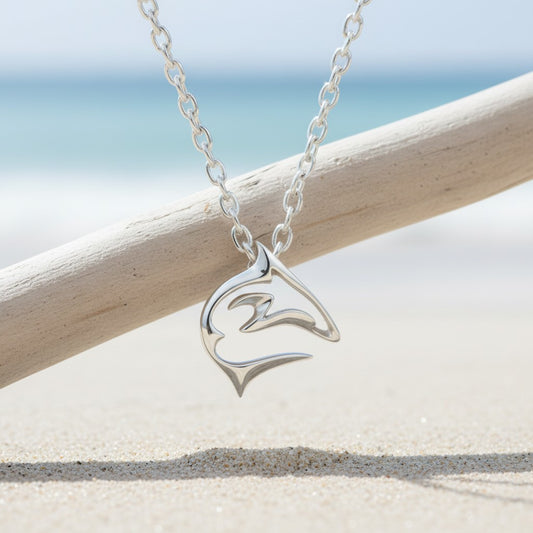 "Frenzy" Shark Necklace – Mini Sterling Collection - Sterling Silver - Big Blue