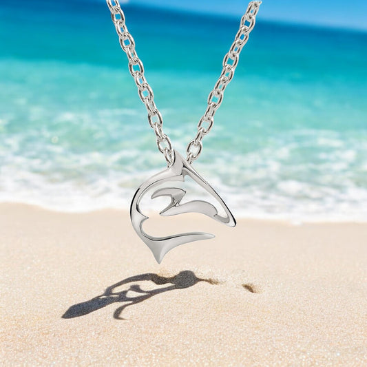Shark Necklace for Women-Sterling Silver Shark Pendant, Shark Jewelry Gifts for Shark Lovers, Miniature Shark Pendant - Big Blue